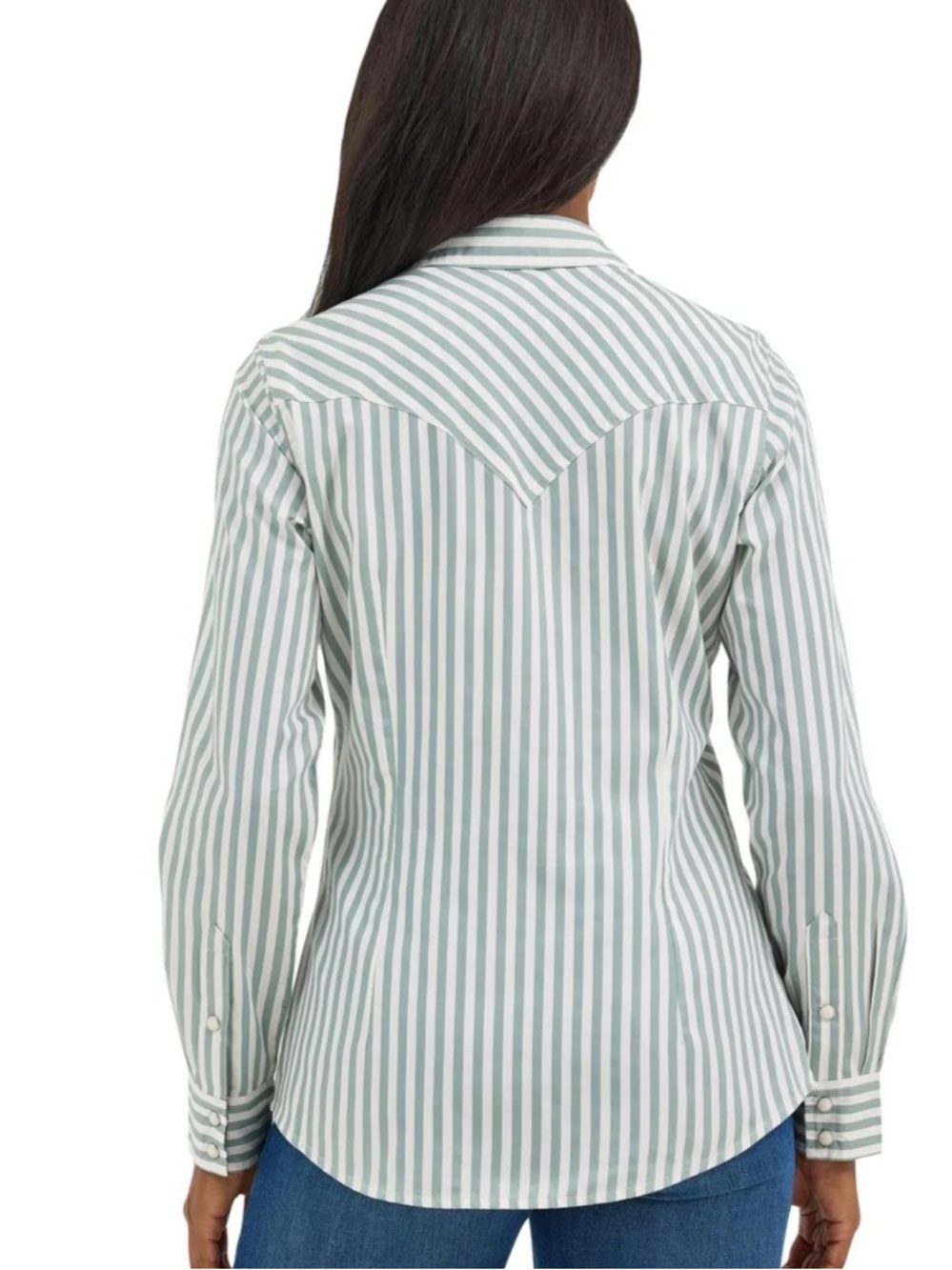 Wrangler RETERO Western LS Stripe Pearl snap Button Down Shirt green NWT - Picture 5 of 10